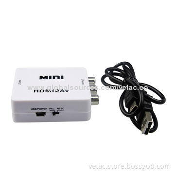 HDMI to AV Converter, Supports NTSC and PAL TV Formats, Plug-and-play Function